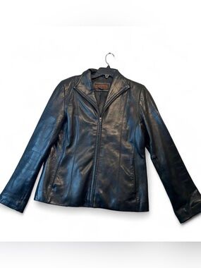 Siena Studio Black Leather Zip-Front Jacket